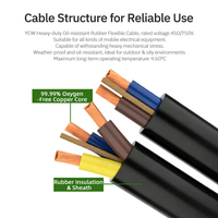 Câble robuste gainé de caoutchouc YCW, 5 conducteurs en cuivre, câble d'alimentation flexible résistant à l'huile pour ordinateurs industriels et outils électriques