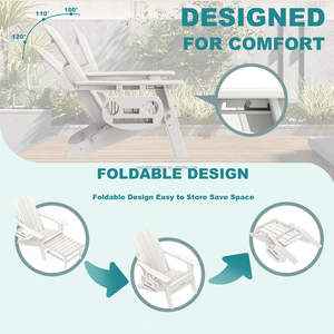 كرسي مسند ظهر قابل للتعديل من 5 مستويات كرسي فناء شاطئ الحديقة من البلاستيك - Product Image 2