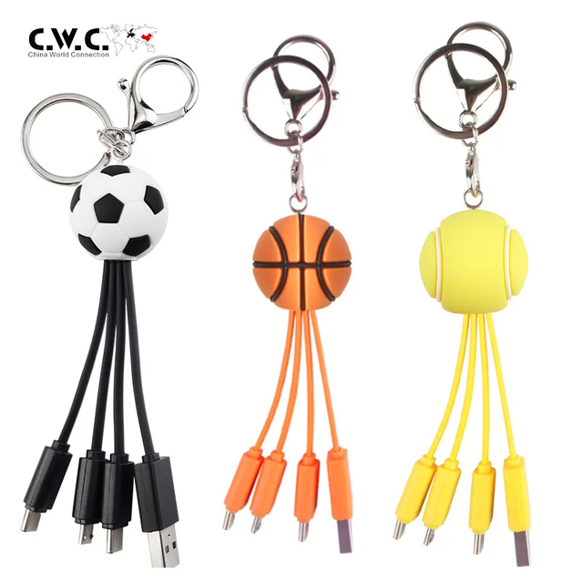 2026 World Football Cup Multi 3in1 Charging Cable Custom LOGO Mobile Phone USB Type C 3 in 1 Charging Cable