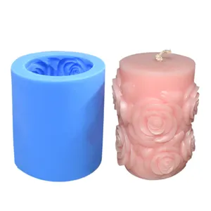 تخصيص moldes دي silicona سيليكون قالب شمع لصنع شمعة روز زهرة سيليكون قوالب