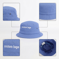 Cappello da Pescatore in Cotone Azzurro con Logo Ricamato Personalizzato e Occhielli Metallici, Protezione Solare per Esterni, OEM ODM All'Ingrosso