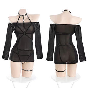 Nouvelle lingerie érotique pour femmes, dentelle, maille transparente, robe moulante en dentelle, noire, sexy, harnais bondage, ensemble de lingerie - Product Image 3