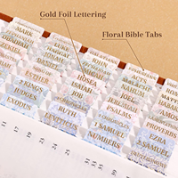 Onglets de Bible à thème jardin, imprimés et plastifiés, pré-imprimés avec règle d'alignement, faciles à appliquer et à organiser
