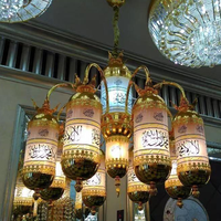 Grand lustre islamique en or, éclairage marocain, éclairage de projet en verre musulman, lustre de luxe pour mosquée