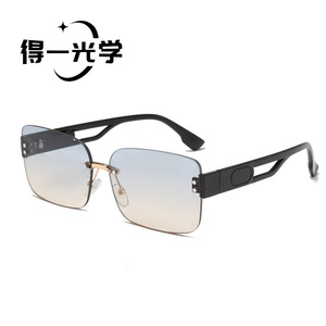 Frameless <b>Sunglasses</b> Black Metal UV400 Women Fashion Sun Protection - Product Image 3