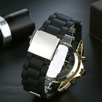 Stryve Montre de sport de luxe unisexe, étanche, LED, quartz, alarme, bracelet en acier inoxydable, double affichage