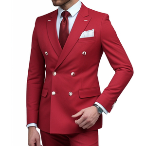 Elegante rosso Royal Blue Navy Notch risvolto <span class=keywords><strong>doppiopetto</strong></span> abiti da uomo Set smoking da sposa Blazer abiti da ballo 2 pezzi (giacca + pantalone) - Product Image 5