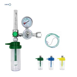 LOVTECシリンダーISO医療用酸素レギュレーター用加湿器ボトル付きブルノーズ医療用酸素吸入器を減圧