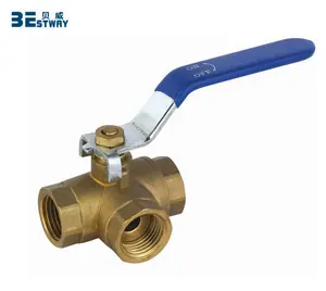 BWVA 1/2" to 1" Internal Threaded T Type L Type Bronze Ball Valve NPT Brass 3 Way Ball Valve