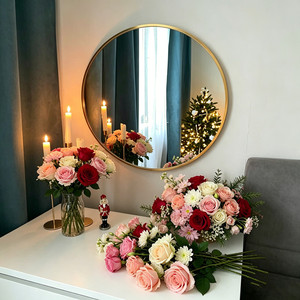 2026 Art Decor Brass Look <strong>Large</strong> Metal Framed Round Wall <strong>Mirror</strong> Glass <strong>Circle</strong> Espejos Spejl Alloy Aluminium Frame Wall <strong>Mirror</strong> - Product Image 4