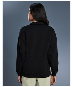 <span class=keywords><strong>Sudadera</strong></span> con <span class=keywords><strong>capucha</strong></span> y <span class=keywords><strong>cremallera</strong></span> de 1/4 para <span class=keywords><strong>mujer</strong></span>, personalizada con logo bordado, de felpa corta, para otoño - Product Image 5