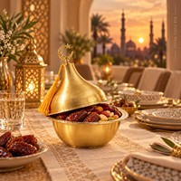 Décoration de maison musulmane pour l'Aïd Ramadan, centre de table, fournitures de fête, boîte en métal en forme de croissant pour dattes, bonbons, noix