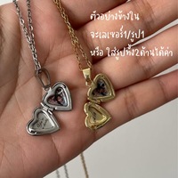 Collier Rétro Cœur d'Ange avec Boîte Photo, Nœud Doré, Design Niche, Accessoire Esthétique d'Inspiration Luxe, Article Très Vendu