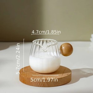 Pichet à lait <span class=keywords><strong>mini</strong></span> en verre borosilicate côtelé résistant à la chaleur, tendance et de qualité supérieure, avec poignée en bois, pour l'art du café expresso - Product Image 6