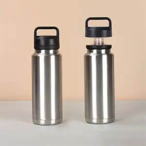 Newly 36oz Yetys Travel Flasks Stainless Steel Sports Bottle Powder Coated Yetirambller Water Bottle With Wide Mouth Chug Lid