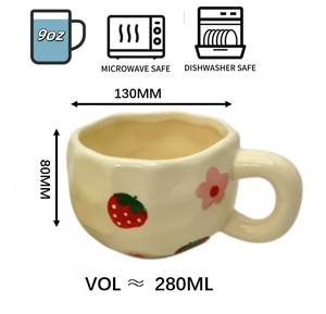 Custom Printed Ceramic Cups Wholesale Ceramic Strawberry <b>Pattern</b> Mug Handmade Porcelain Strawberry Coffee Cups - Product Image 4