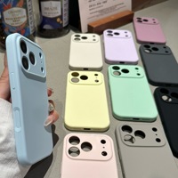 Étui de téléphone de luxe en silicone liquide étanche avec grandes fenêtres, trous fins et support de téléphone pour Apple iPhone 17 Pro Max