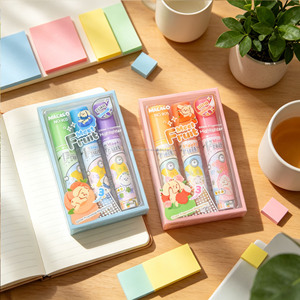 Série Meet Fruit, surligneurs parfumés scintillants, 6 couleurs, ensemble de marqueurs mignons de dessin animé pour l'école, le bureau, la prise de notes, la papeterie - Product Image 2