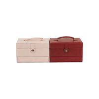 Boîte à bijoux à trois étages avec logo personnalisé, boîte de rangement multifonctionnelle en cuir PU de luxe léger, grande capacité
