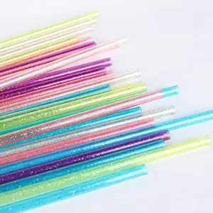 Top Seller crazy glitter straws, reusable plastic glitter drinking straw, purple glitter straw reusable straw