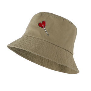Unisex moda corazón bordado sombrero de cubo para hombres mujeres adolescentes algodón doble desgaste verano pescador gorra - Product Image 2
