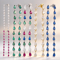 Boucles d'oreilles pendantes longues YL en forme de poire avec pampilles et zircons cubiques, chaîne de luxe, adaptées aux femmes, bijoux couleur personnalisable