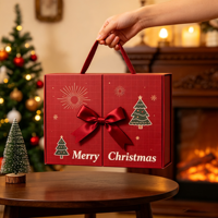 Calendrier de l'Avent de Noël rouge avec logo personnalisé, boîte à 24 tiroirs pour chocolats et bonbons de luxe, emballage cadeau pour compte à rebours