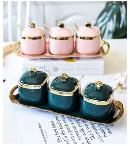 Household Combination Seasoning <b>Jar</b> Set Kitchen <b>Spice</b> Ceramic Canister With Lid - Product Image 5
