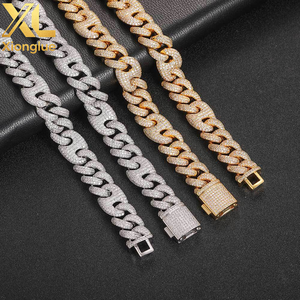 Unisex 15mm Iced Diamond Cuban Link Bracelet PVD Gold Plated Prong Chain New Style Hip Hop Jewelry for <b>Men</b> Women Main Zircon - Product Image 2