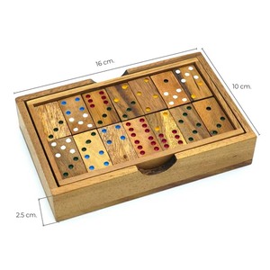 Double-Six Dominos Boîte en bois <span class=keywords><strong>Puzzle</strong></span> Jouets classiques Jeu de société Jouets en bois Cadeaux uniques Maison OEM Best Seller Thaïlande Bois - Product Image 3