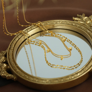 French Double Layered <b>Star</b> Necklace Gold Zinc Alloy Minimalist Elegant Clavicle Chain <b>Light</b> Luxury Style - Product Image 1