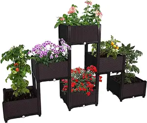 Yüksek kaliteli balkon saksı yetiştiricilerinin plastik saksı sebze çiçek bahçe yatağı plastik çiçek içerir