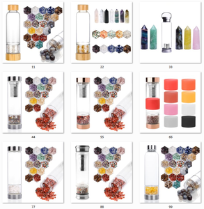 Bouteille en cristal de bambou avec Logo personnalisé, énergie de guérison, verre en or Rose, cristal infusé, élixir, pierres de cristal - Product Image 4