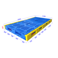 Palette en plastique industrielle réutilisable 2200*1100*150mm à 6 roulettes, à plateau ouvert, pour le stockage en entrepôt et le transport de marchandises