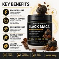 Poudre de Maca Noire 100g, Mélange de Café Arabica, Formule Énergisante pour la Vitalité Quotidienne, la Concentration et la Performance Physique, Complément Alimentaire