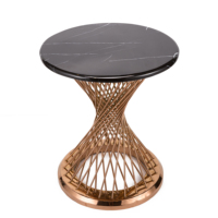 Ensemble de tables basses modernes de luxe nordiques en métal avec plateau en acier inoxydable à hauteur réglable pour salon
