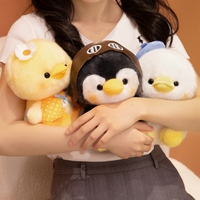Jouets en peluche mignons Pingouin Floral Jaune Blanc Canard, doux et moelleux en coton PP, ensemble de poupées animaux en peluche réconfortants, unisexe, pour anniversaire