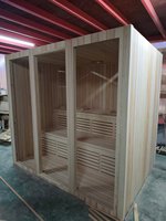 Sauna infrarouge d'intérieur en bois de pruche de luxe, cabine de sauna d'angle à spectre complet pour 4 personnes, centre de bien-être moderne pour la maison