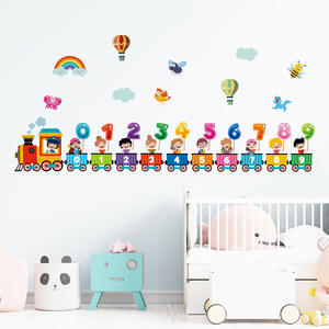 Décoration de <span class=keywords><strong>chambre</strong></span> de bébé dessin animé numéro train grands <span class=keywords><strong>stickers</strong></span> muraux pour enfants - Product Image 4