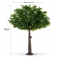 Arbre artificiel Ficus Banyan sur mesure de 3,8*3,5m, feuilles réalistes résistantes aux UV, tronc en fibre de verre pour la décoration paysagère