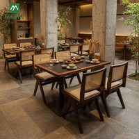 Ensemble table et chaises de restaurant de style commercial, moderne, écologique, en bois massif, pour café et restaurant, inspiré de l'Asie du Sud-Est