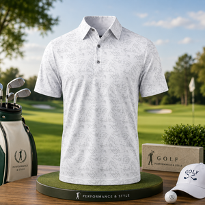 Polo de Manga Corta para Hombre con Estampado de Hojas, Elástico en 4 Direcciones, Absorbente de Sudor, Color Resistente, Diseño Personalizado OEM ODM - Product Image 2