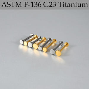 Joyería de Titanio ASTM F136 con Zirconia y Oro, Disco Plano Circular, Piercing para Lengua, Arete, Anillo de Labio, Cartílago, Hélix, Tragus - Product Image 4