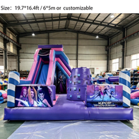 Château gonflable commercial K-POP Demon Theme violet pour enfants avec toboggan, idéal pour la location
