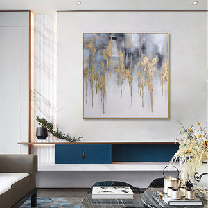 <span class=keywords><strong>Peinture</strong></span> à l'huile abstraite or scintillante Design moderne Art mural pour salon <span class=keywords><strong>chambre</strong></span> bureau toile enveloppée - Product Image 1