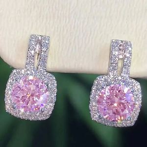 Orecchini a perno quadrati con zirconi rotondi da donna, gioielli minimalisti ed eleganti alla moda - Product Image 2