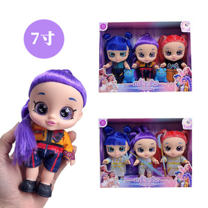 <span class=keywords><strong>Figurine</strong></span> de dessin animé K Hunter Girl Group, Poupée miniature enfant ronde de 18 cm (7 pouces) avec yeux 5D, motif Tigre Bleu, avec armes - Product Image 6
