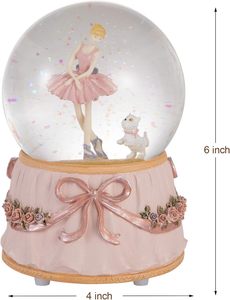 Globo de Nieve de Bailarina de Resina Ecológica Hecho a Medida con Purpurina, Globo de Agua Musical de Ballet para Niñas, Hijas, Esposas - Pintado a Mano - Product Image 5