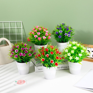 Plantes de lys artificielles en pot Qi Xing 17x23 cm, verdure en plastique pour la décoration de la maison - Product Image 1