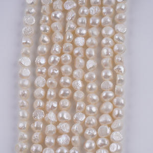 Perles d'eau douce baroques naturelles semi-finies faites à la main pour accessoires de bijoux, 7-8 mm, brillantes des deux côtés, avec trou latéral - Product Image 5